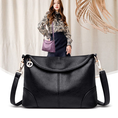 Bag Women New Fashion Crossbody One Shoulder Women's Bag Middle aged Mother's Soft Leather Small Square Bag