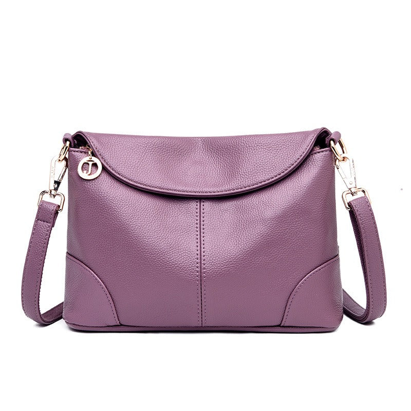 Bag Women New Fashion Crossbody One Shoulder Women's Bag Middle aged Mother's Soft Leather Small Square Bag