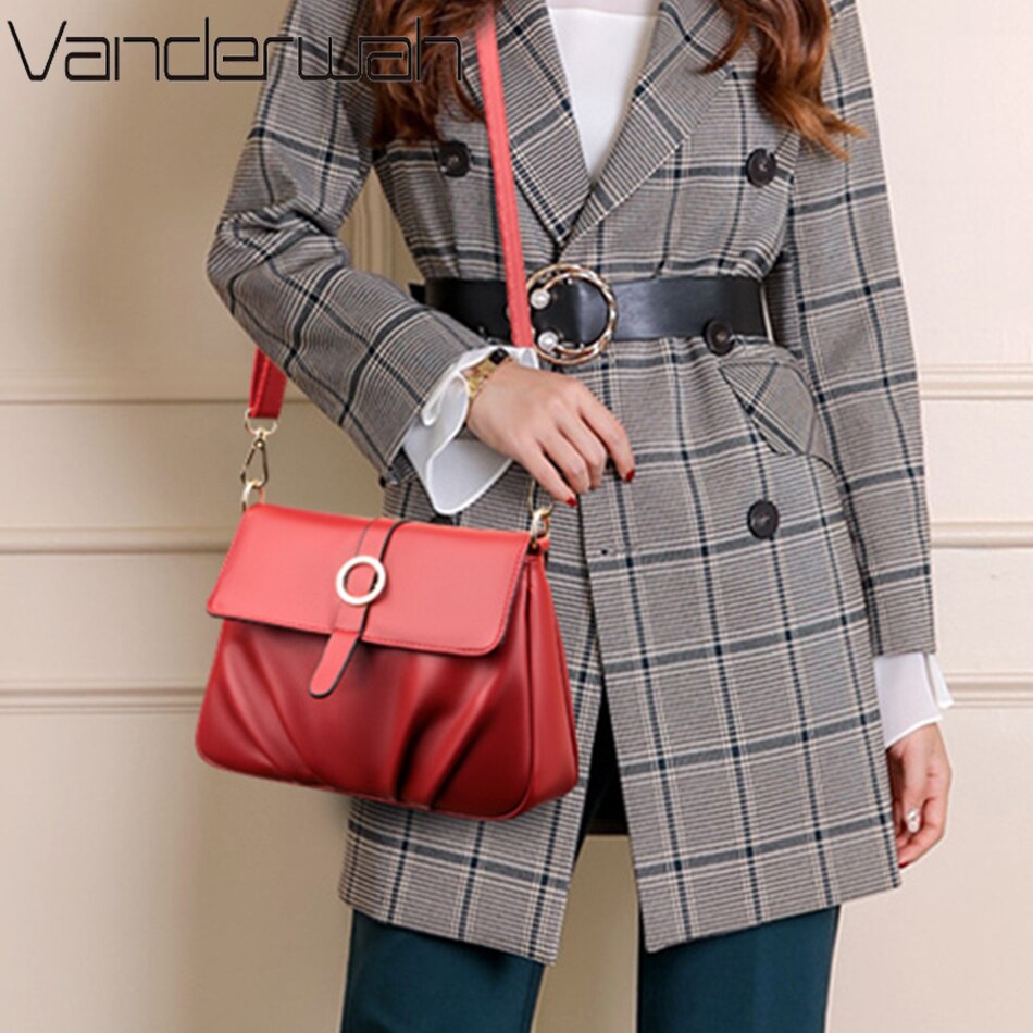 High Quality Ruched Shoulder Bag Soft Leather Luxury Handbag Women Bags Designer Crossbody Bag Female Fashion Messenger Bag