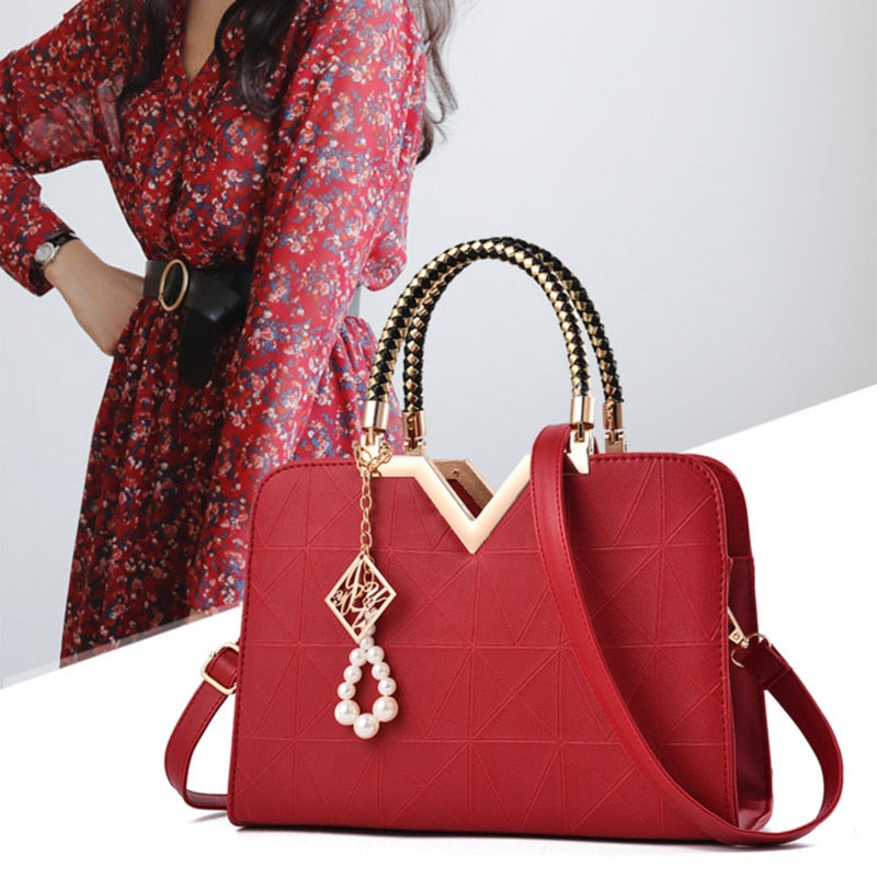 Fashion Women Handbags Leather Totes Bag Top-handle Embroidery Crossbody Bag Shoulder Bag Lady Simple Style Hand Bags