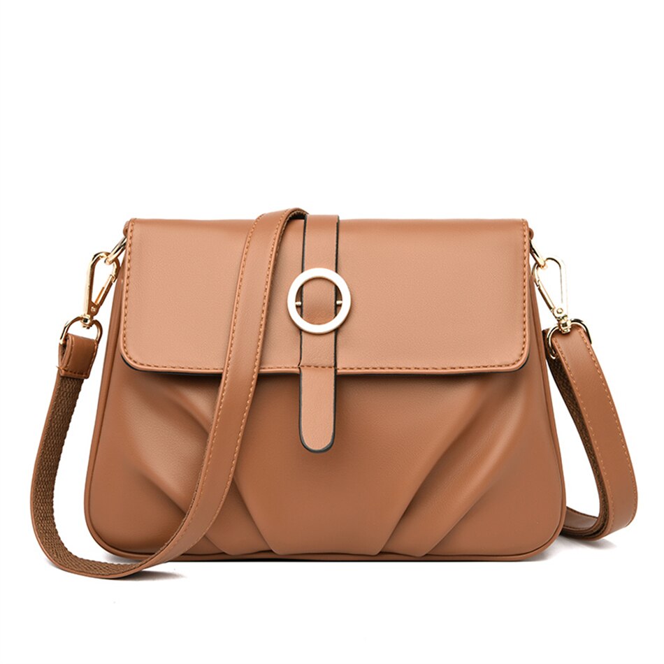 High Quality Ruched Shoulder Bag Soft Leather Luxury Handbag Women Bags Designer Crossbody Bag Female Fashion Messenger Bag