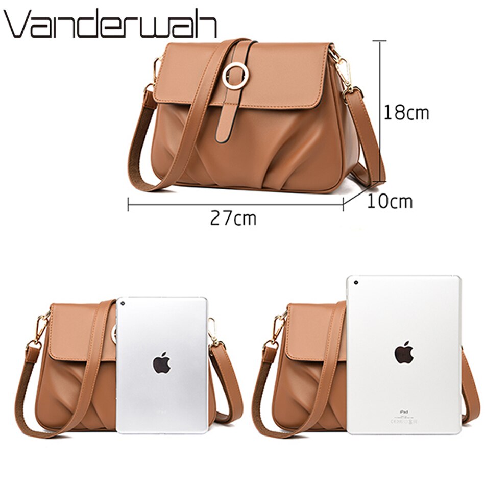 High Quality Ruched Shoulder Bag Soft Leather Luxury Handbag Women Bags Designer Crossbody Bag Female Fashion Messenger Bag